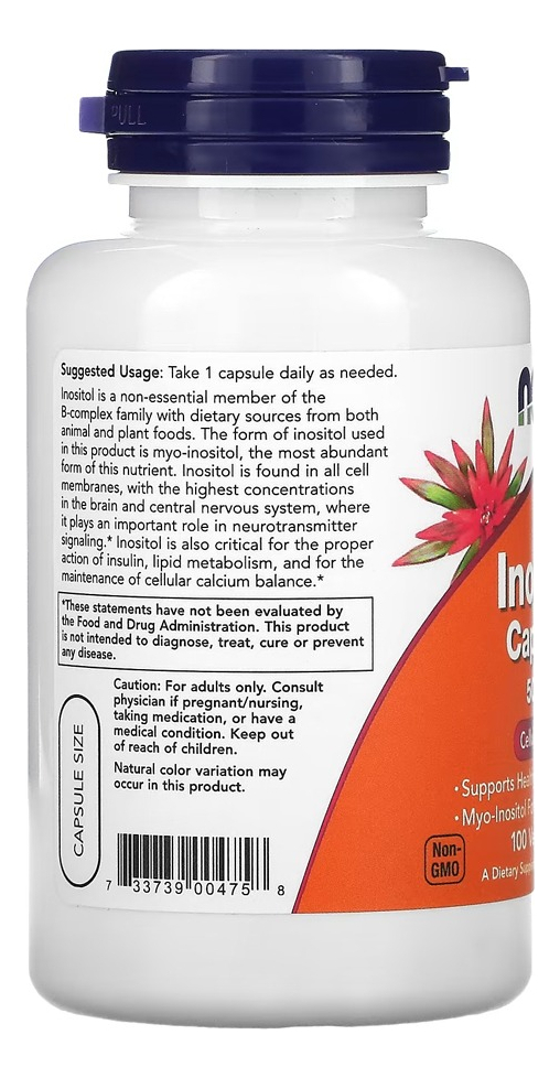 Inositol 500mg 100 Veg Cápsulas Importado 2un Now Foods - Imagem 4