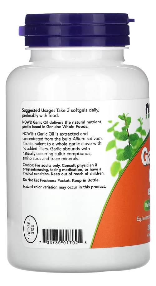 Óleo De Alho 1500mg Now Foods Now Foods Garlic Oil 250solftg - Imagem 3
