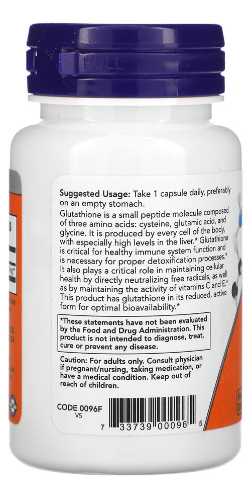 Glutathione Glutationa 250mg 60veg Cap Nowfoods Importado - Imagem 2