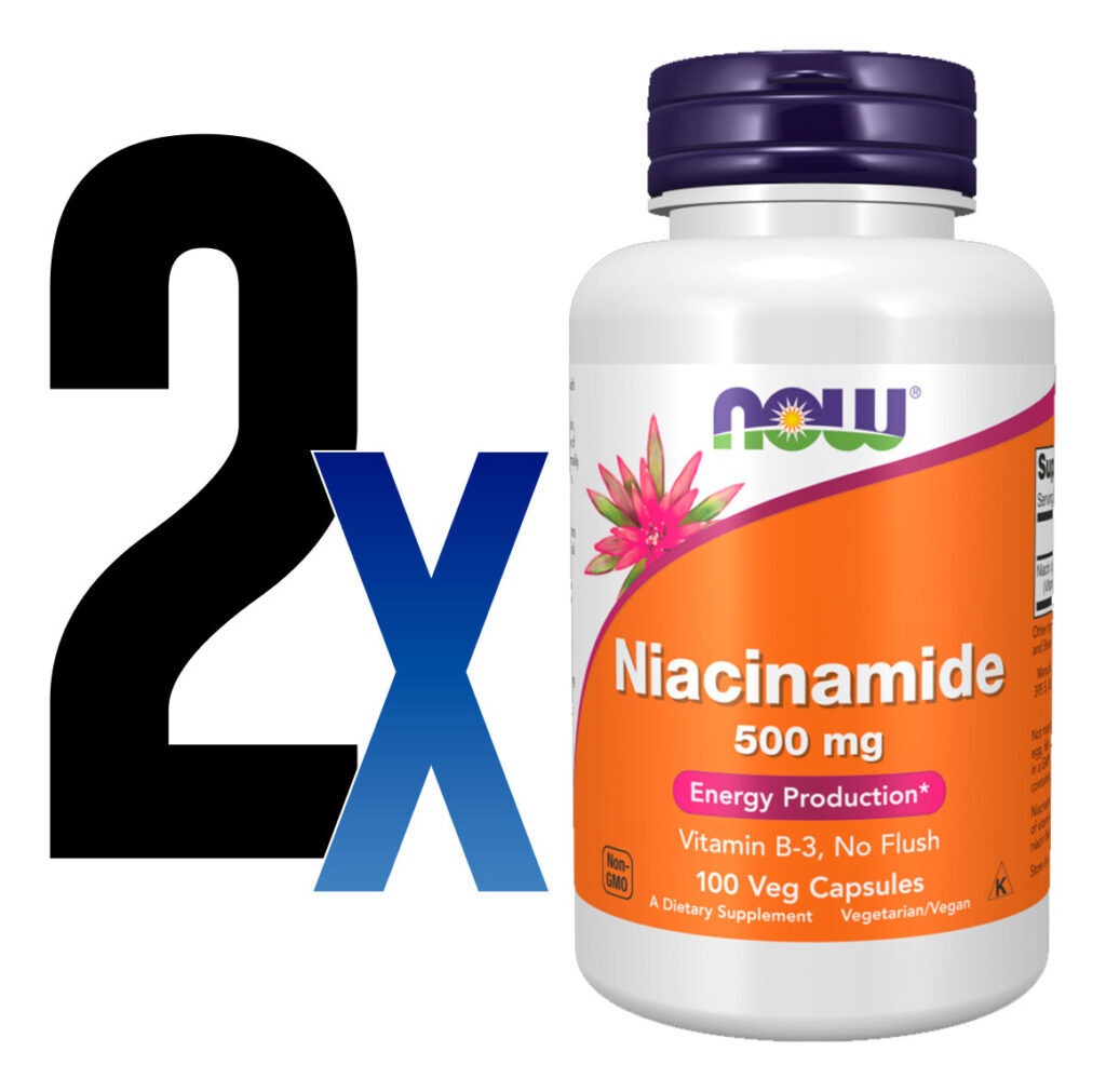Niacinamida Vit B-3 500mg Now Foods 100 Veg Caps 2un Sabor Sem Sabor - Imagem 3