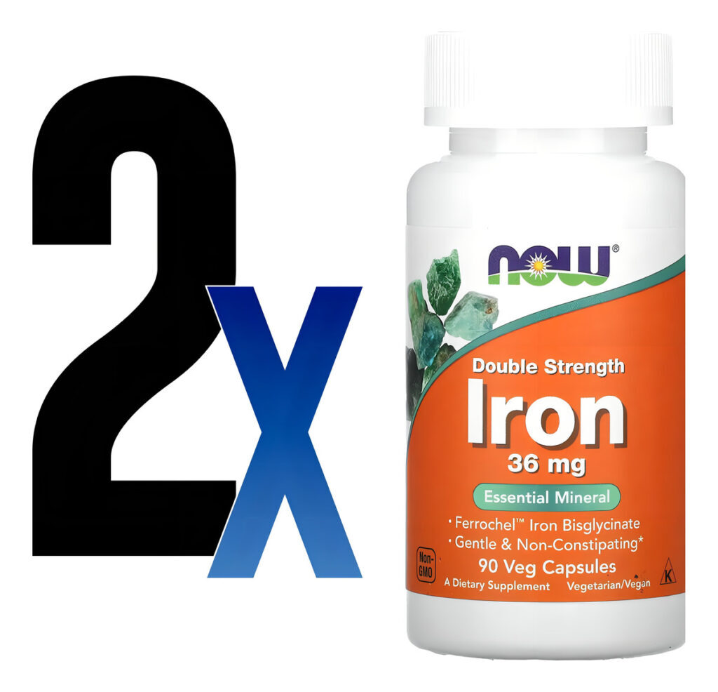 Bisglicinato De Ferro 36mg Now Foods Iron 90 Veg Caps 2un Sabor Sem Sabor - Imagem 2