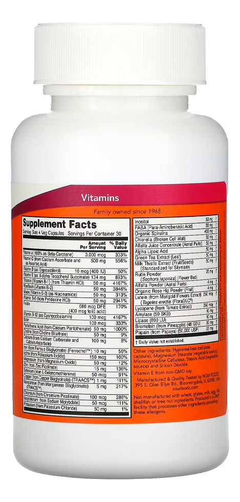 Special Two Now Foods Multivitaminas 120cáps Importado - Imagem 3