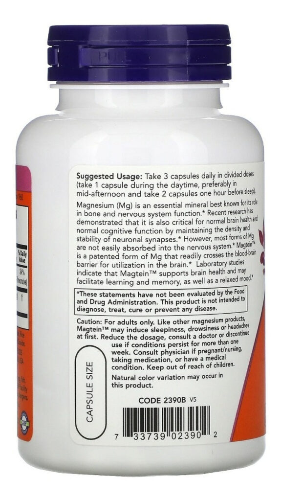 Magtein Magnesium Lthreonate Magnésio L-treonato 90caps Now - Imagem 8
