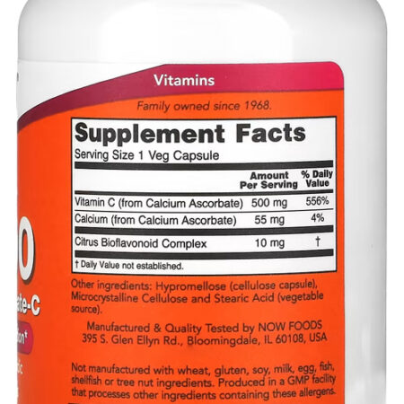 Vitamina C-500 Cálcio Ascorbato-c Now Foods 100 Veg Cap - Imagem 2