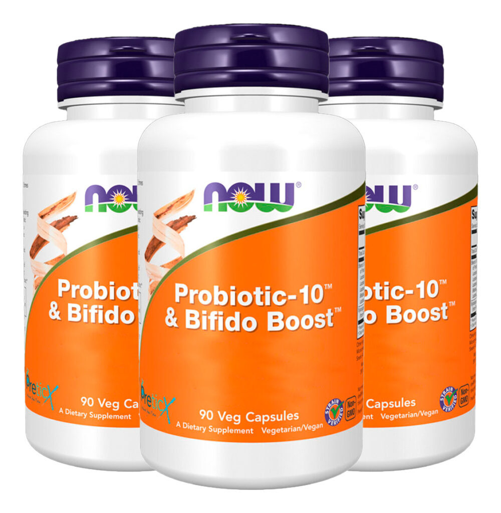 Probiótico 10 25 Bilhões Now Foods 90cap Importado 3un