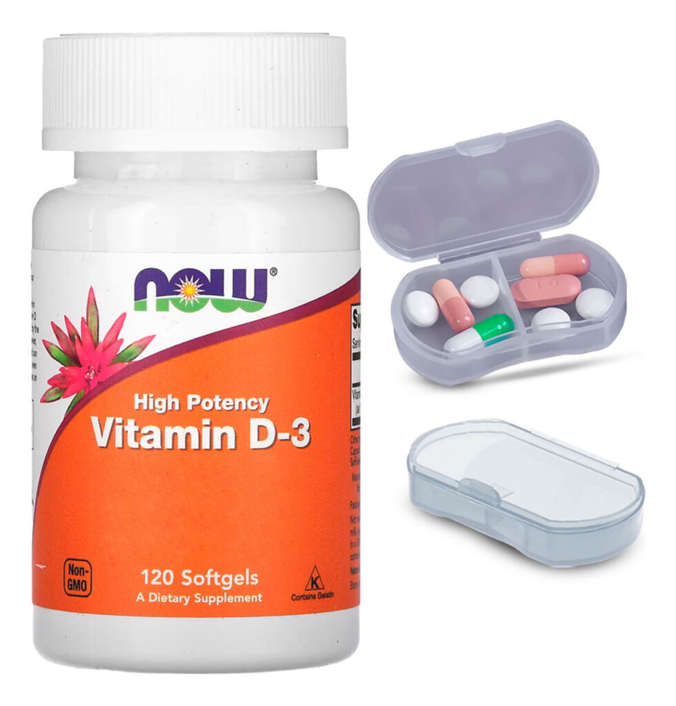 Vitamina D3 Now Foods 120 Softgels + Porta Cápsulas