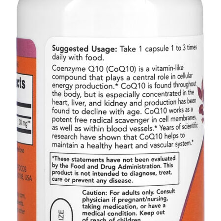 Coenzima Coq10 30mg Now Foods 60 Veg Caps Importado - Imagem 3