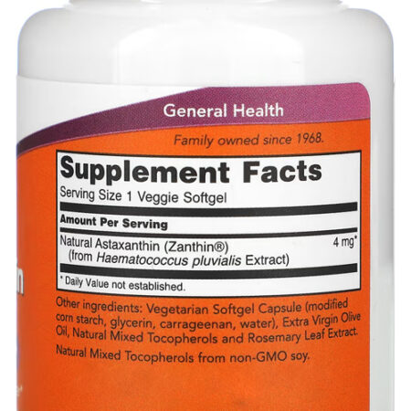 Astaxantina 4mg Now Foods 60vegs Softgel Sabor Sem Sabor - Imagem 2