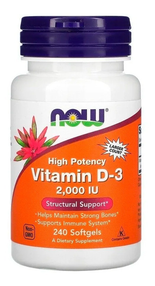 Vitamina D3 2000 Iu Alta Potência Now Foods 240softgls