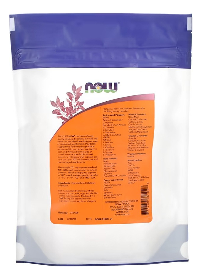 Caps Vazias Now Foods Pacote Com 300un + Porta Cápsulas - Imagem 2
