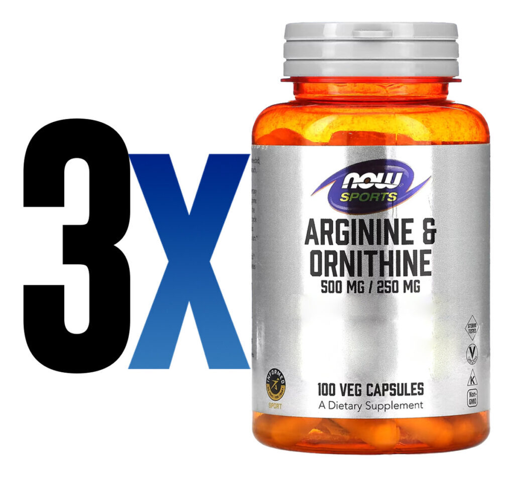 Arginina E Ornitina 500/250mg Now Foods 100cáp Importado 3un - Imagem 2