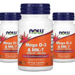 Mega D-3 5000iu E Mk-7 180mcg Now Foods 60 Veg Caps 5un