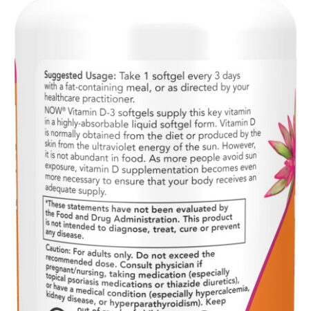 Vitamina D3 10000 Ui 120 Softgels Now Foods Sabor Neutro - Imagem 4