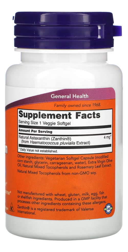Astaxantina 4mg Now Foods 60vegs Softgel Importado Eua/usa - Imagem 2