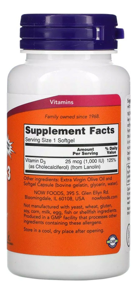 Vitamina D.3 Now Foods 360softgels + Porta Cápsulas - Imagem 2