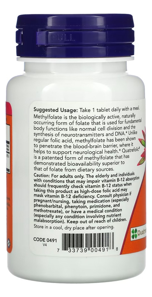 Metilfolato Methyl 1000mcg Now Foods 90 Tablets 2un - Imagem 5