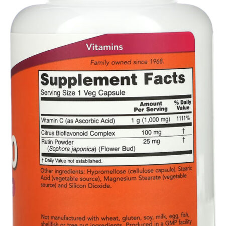 Vitamina C+bioflavonóide Now Foods 100cáps + Porta Cápsulas - Imagem 3