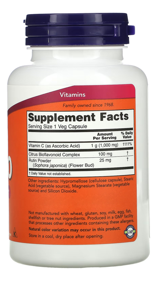 Vitamina C+bioflavonóide Now Foods 100cáps + Porta Cápsulas - Imagem 3