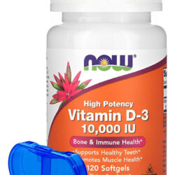 Now Foods Vitamina D3 120 Softgels + Porta Cápsulas