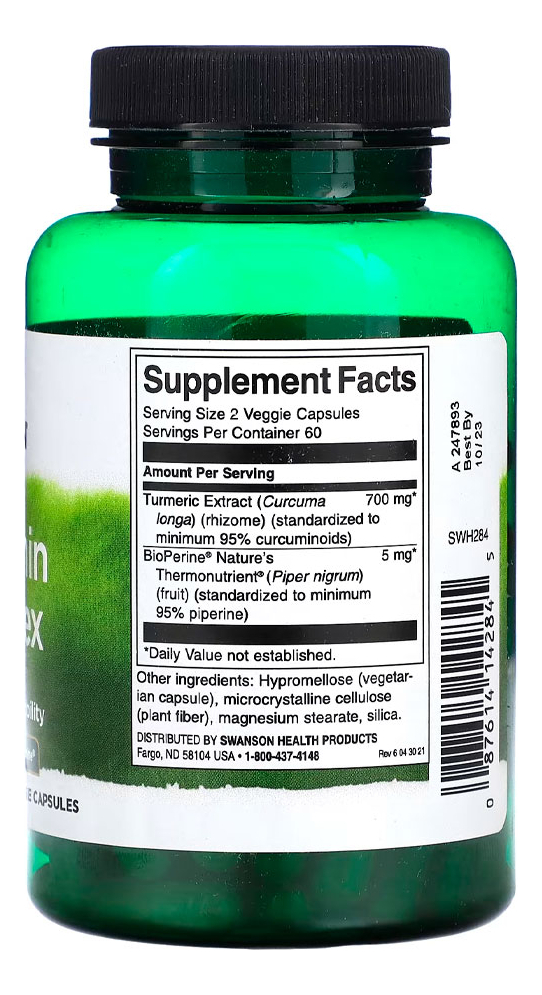 Curcumina Complex Swanson Com Bioperine 120cap Importado 4un - Imagem 4