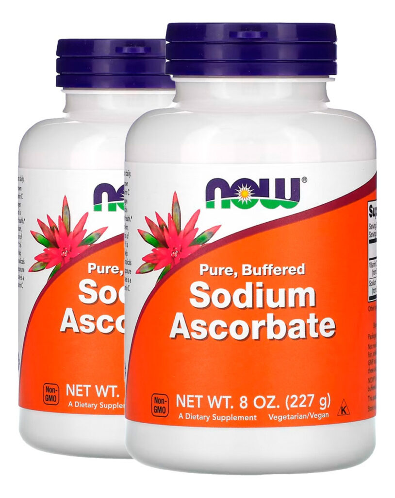 Ascorbato De Sódio 277g Puro Importado 2un Now Foods