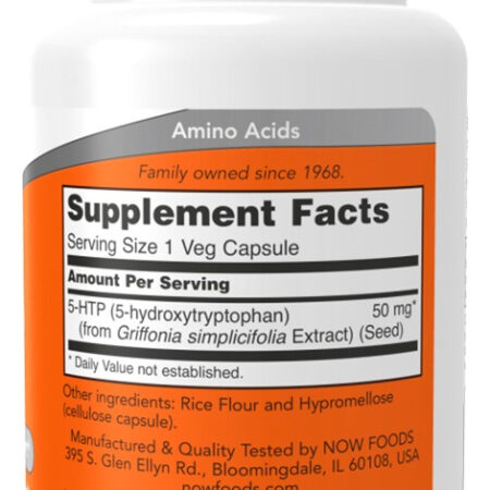 5-h-t-p 50mg 30 Cápsulas Importado 2un Now Foods - Imagem 3