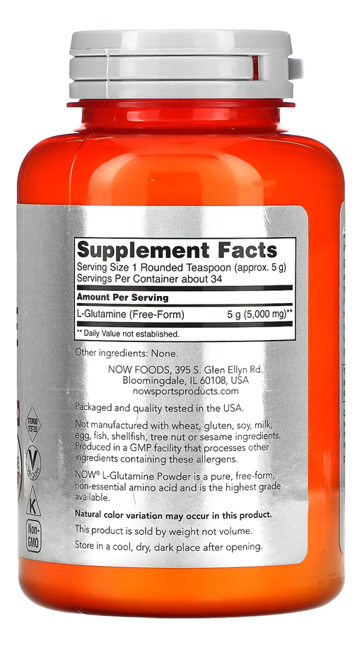 Now Foods L-glutamina Em Pó Sports 170g Puro Importado - Imagem 2