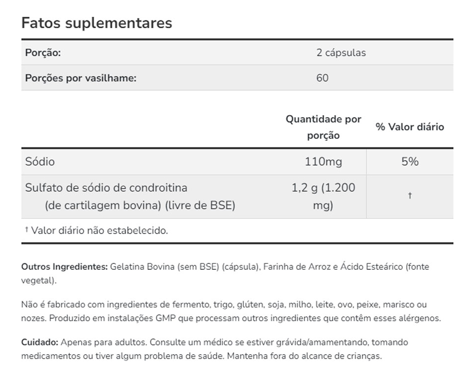 Sulfato Condroitina 600mg Now Foods 120cáps Importado - Imagem 4