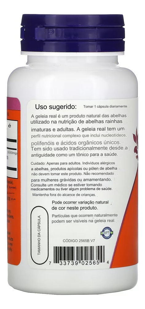 Geleia Real Now Foods Royal Jelly 60 Veg Caps Original - Imagem 3