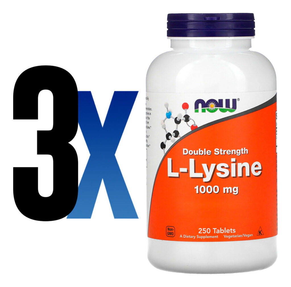 L-lysine Now Foods 1000mg L-lisina 250 Tabs Importado 3un - Imagem 2