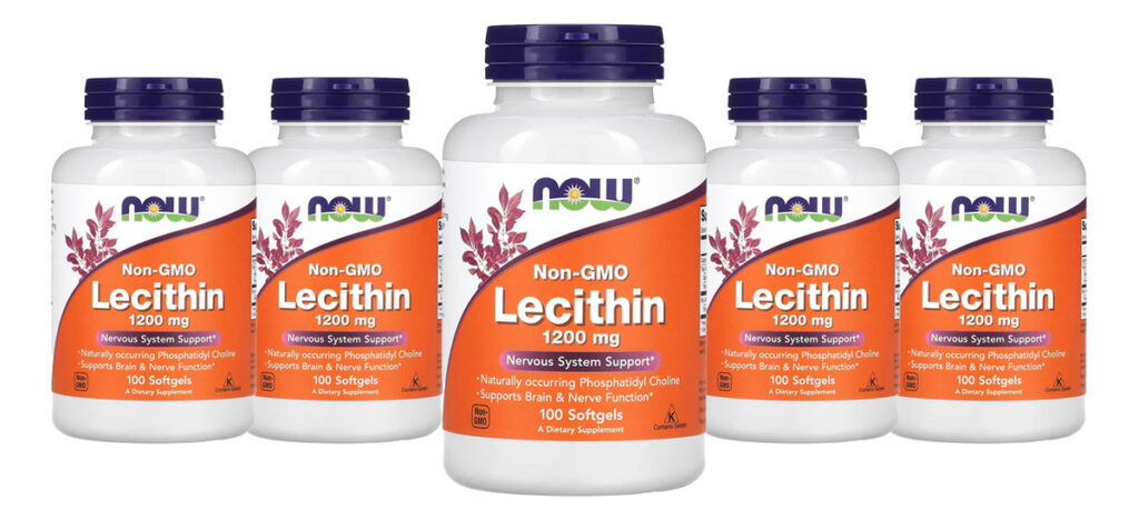 Lecitina Lecithin 1200mg Now Foods 100cap Softgels 5un