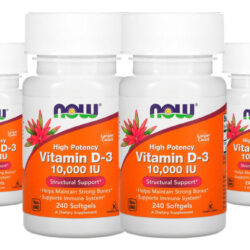 Now Foods Vitamina D3 250mcg Alta Potência 240 Softgels 4un