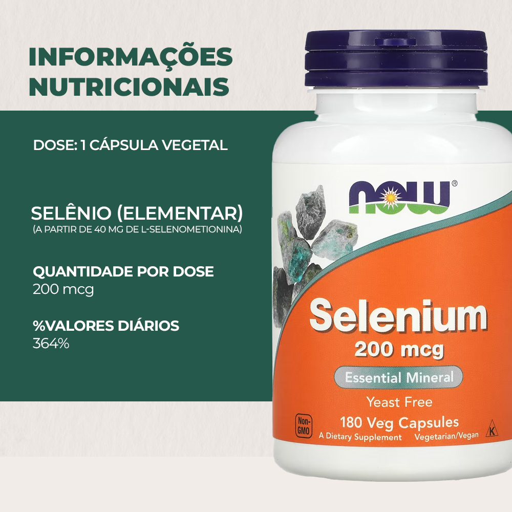 Selênio 200mcg Now Foods Sem Fermento 180 Cáps Importado - Imagem 4