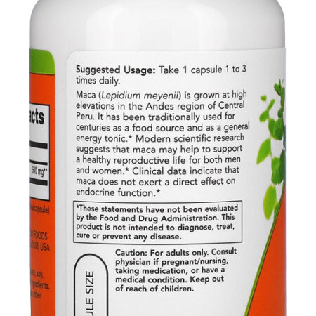 Maca Peruana 500mg Now Foods 100veg Caps Importado Eua/usa - Imagem 3