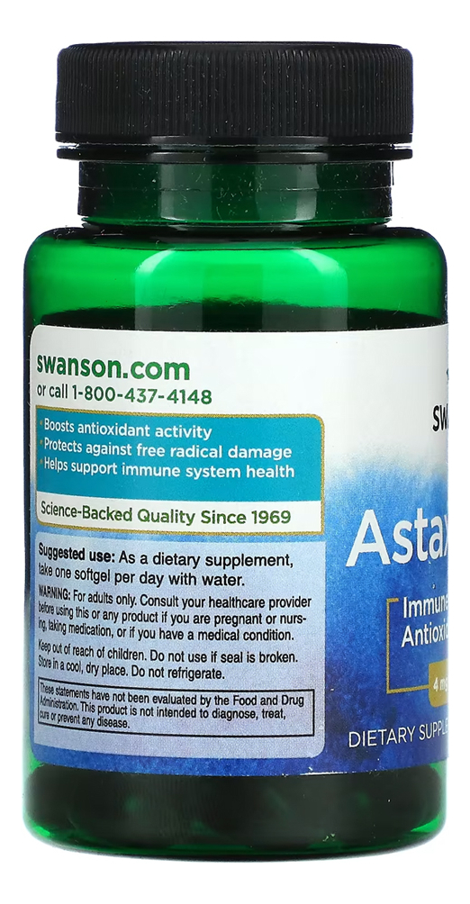 Astaxantina 4mg Swanson 60 Softgels Importado 5un - Imagem 4