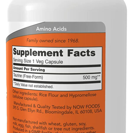 Now Foods Taurina Taurine 500mg 100veg Capsulas - Imagem 2