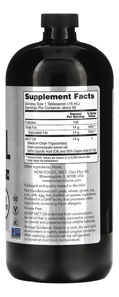 Óleo De Mct Now Foods 946 Ml Puro Importado - Imagem 2