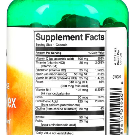 Complexo B Com Vitamina C Swanson 100 Caps Importado 5un - Imagem 4