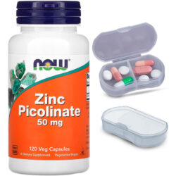 Zinco Picolinato 50mg Now Foods 120 Cáps + Porta Cápsulas