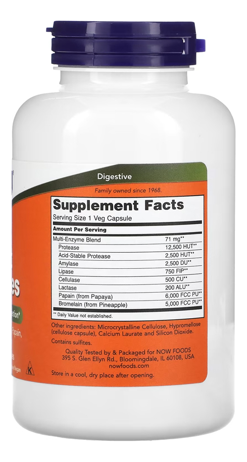 Plant Enzimas Now Foods Enzymes 240 Cápsulas Importado - Imagem 2