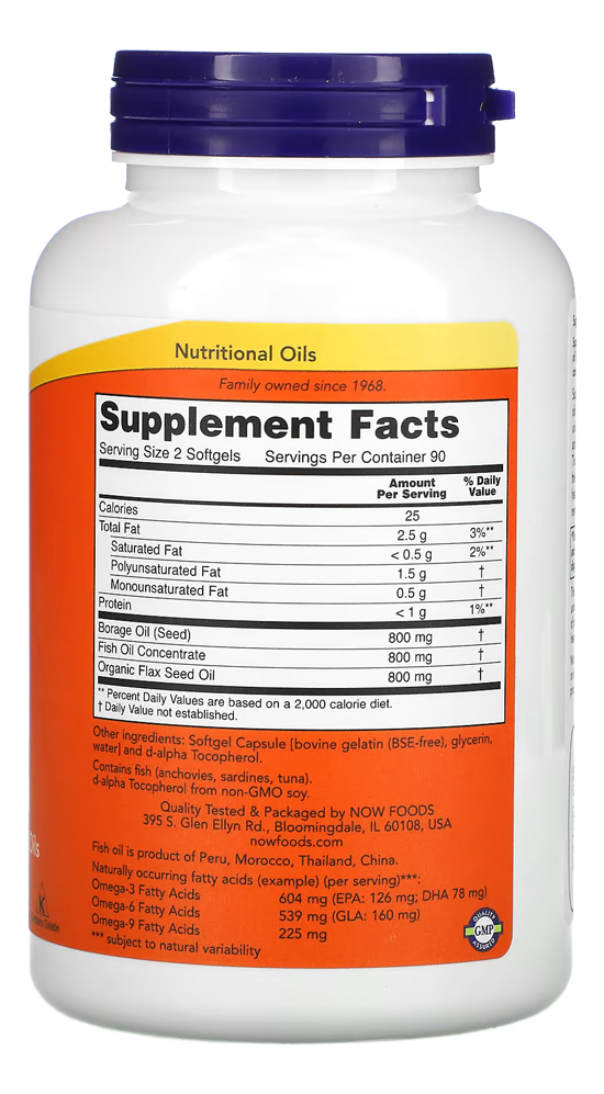 Super Ômega 3-6-9 1200mg Now Foods 180 Soft + Porta Cápsulas - Imagem 2