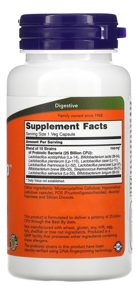Probiotic-10 25 Billion 100 Veg Cáps Importado 2un Now Foods - Imagem 4
