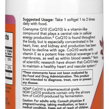 Coenzima Coq10 50mg Now Foods + Vit E 100soft Importado - Imagem 3