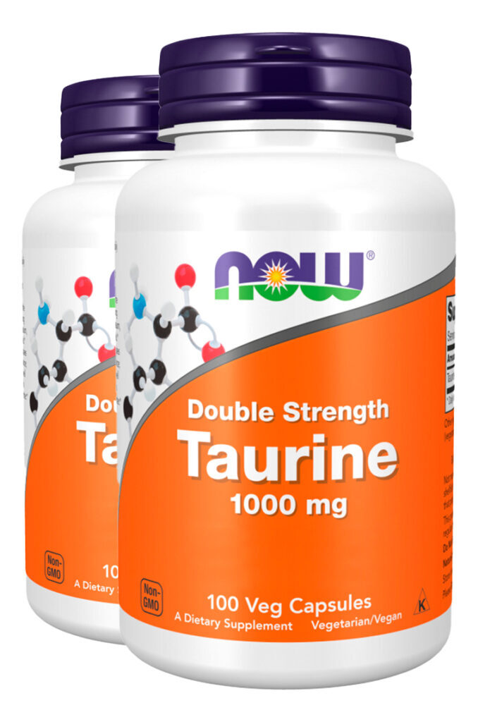 Taurina 1000mg Dupla Força 100 Cáps Importado 2un Now Foods