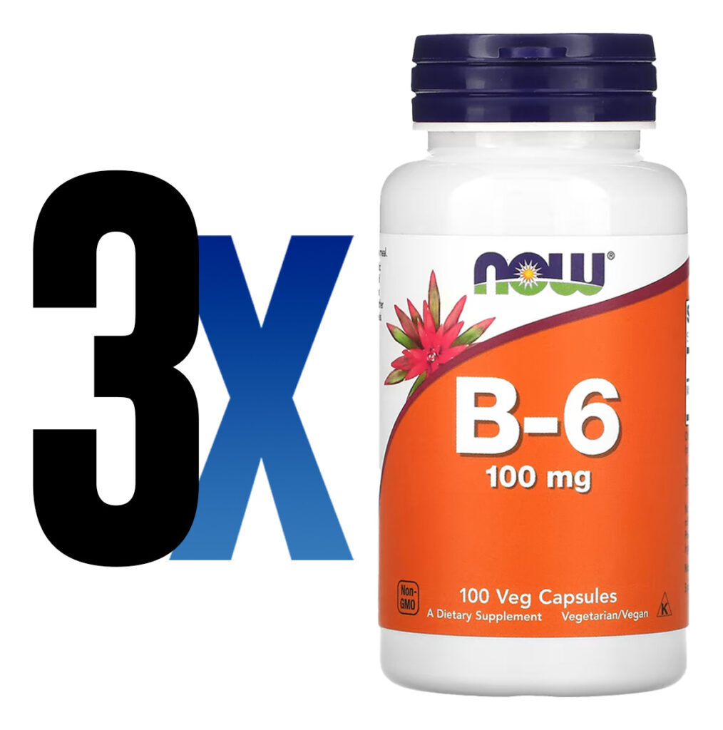 Vitamina B-6 100mg 100 Cáps Importado 3un Now Foods - Imagem 2