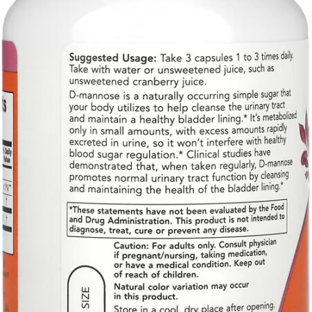 D-manose 500mg Now Foods 120veg Caps 4un - Imagem 5
