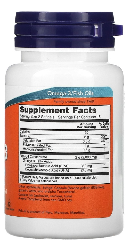 Ômega-3 Molecularmente Destilados Now Foods 30softgels 3un - Imagem 3