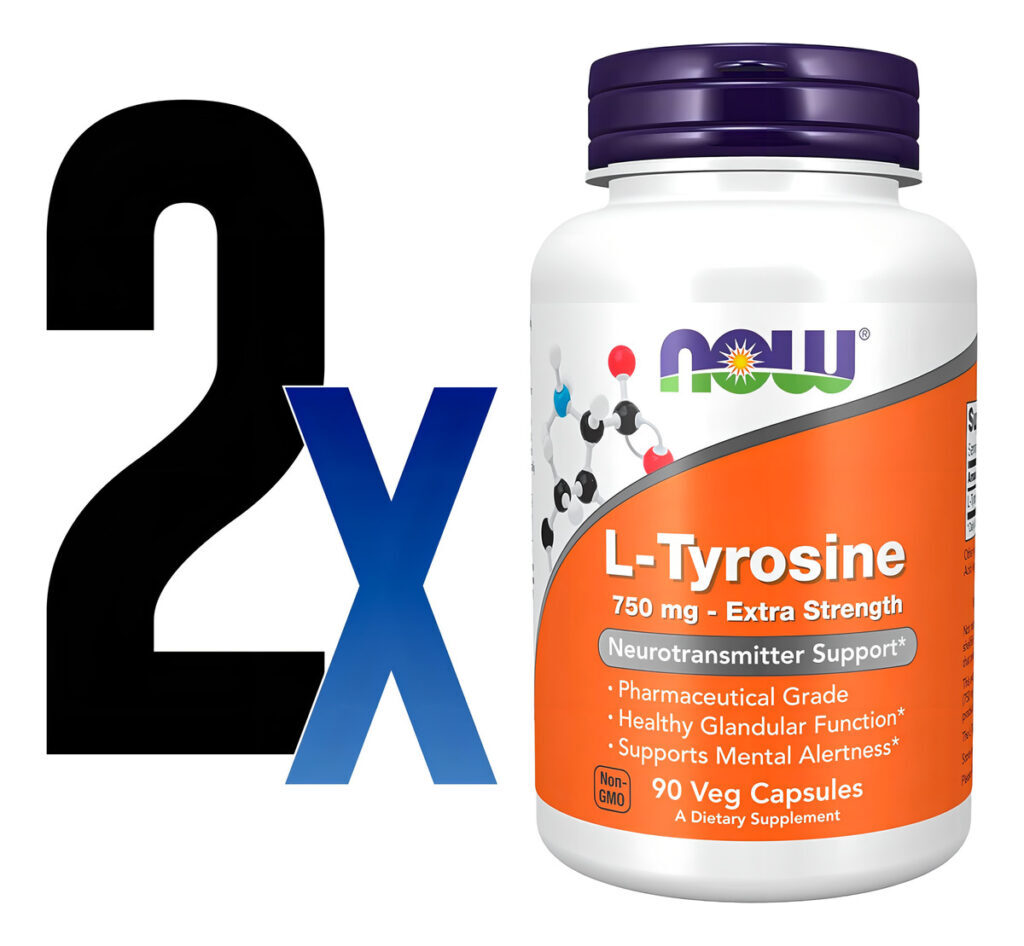 L-tirosina 750mg Now Foods L-tyrosine 90 Veg Caps 2un Sabor Sem Sabor - Imagem 3