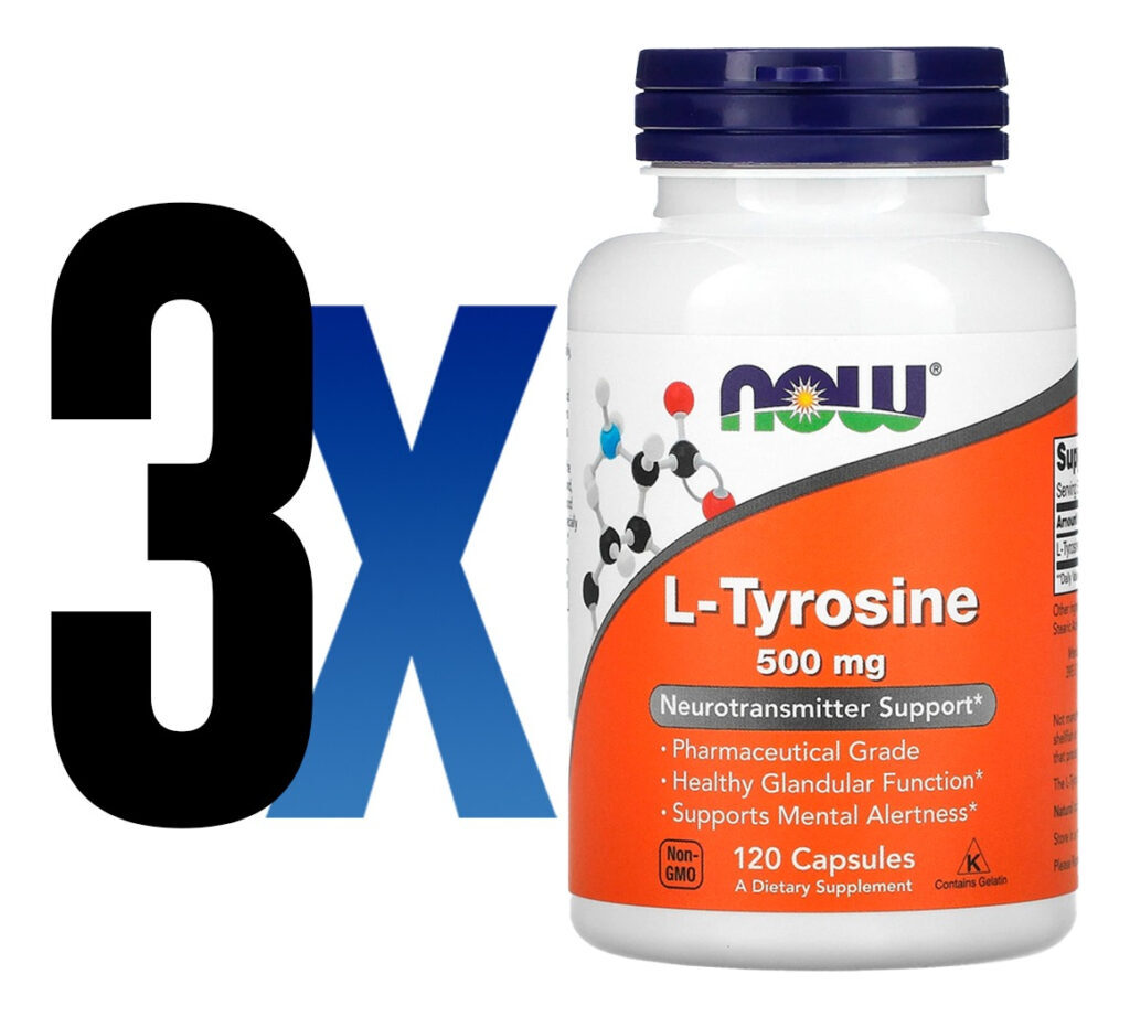 L-tirosina 500mg Forma Livre 120cáps Importado 3un Now Foods - Imagem 2