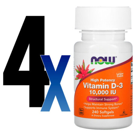 Now Foods Vitamina D3 250mcg Alta Potência 240 Softgels 4un - Imagem 2